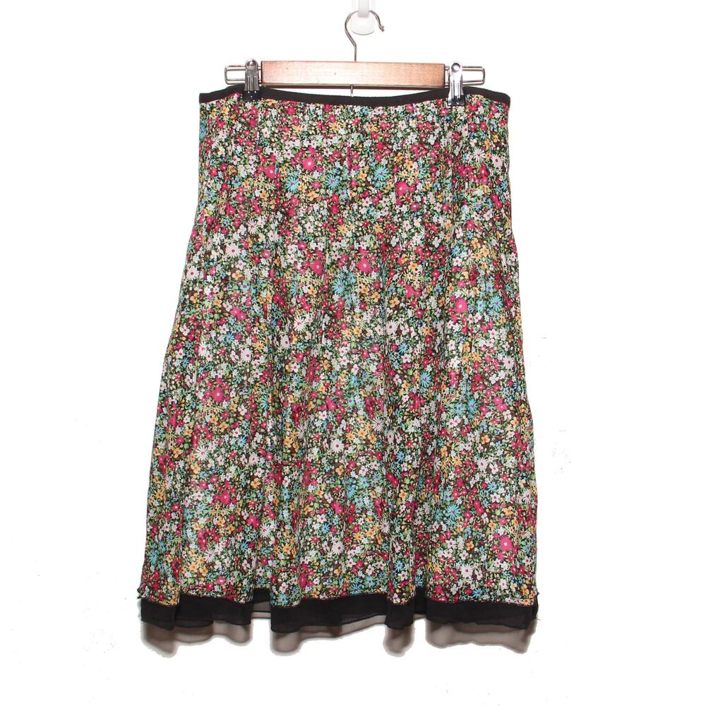 NEW Christopher & Banks Floral Pleated Cotton Skirt Size 8